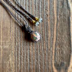 カンテラオパールのマクラメネックレス ネックレス・ペンダント No☆11