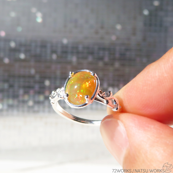 エチオピア オパール リング / Orange Ethiopian Opal Ring 4枚目の画像