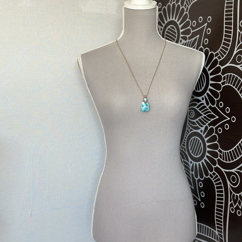 『藍華』高品質ラリマーのマクラメペンダントネックレス 藍華』高品質ラリマーのマクラメペンダントネックレス