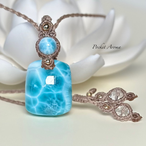 『精玲』高品質ラリマーのマクラメペンダントネックレス 麗心』高品質ラリマーのマクラメペンダント ネックレス・ペンダント