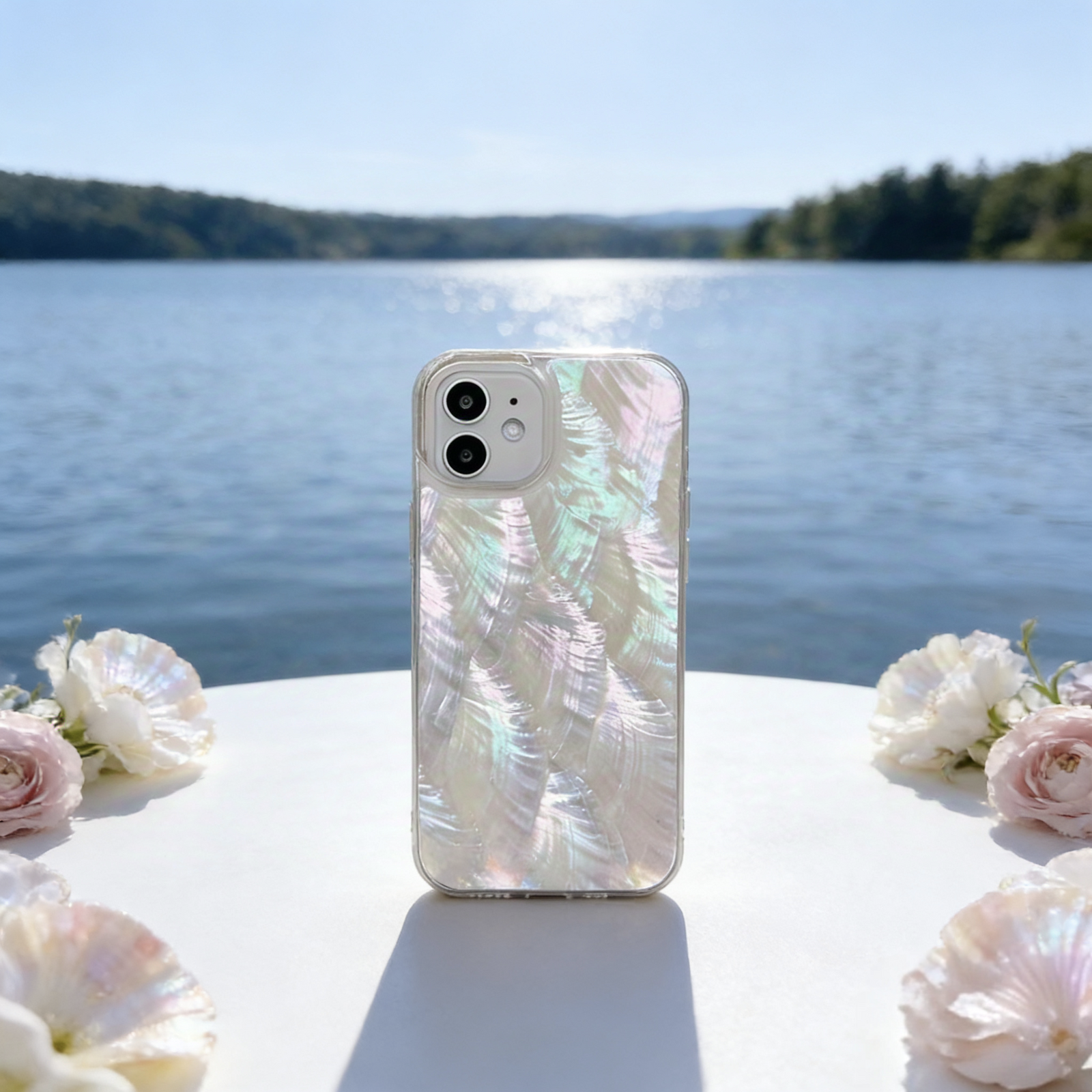 iPhone 17 16 15 14 ケース 螺鈿風 天然貝シェル 静か 全機種対応 ソフト 耐衝撃カバー スマホケース