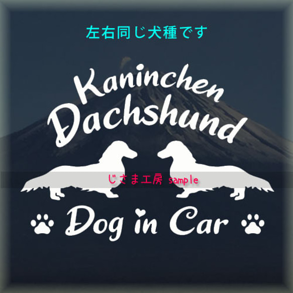 【同一犬種】　かわいい愛犬2頭飼い『Dog　in　Car』シルエットステッカー 1枚目の画像