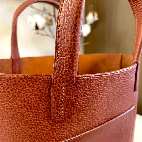 本革×イタリアンレザー】シンプルミニトートバッグ｜通勤・通学