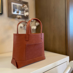本革×イタリアンレザー】シンプルミニトートバッグ｜通勤・通学