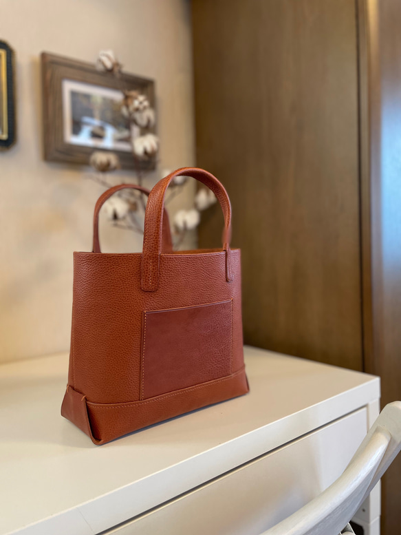 本革×イタリアンレザー】シンプルミニトートバッグ｜通勤・通学