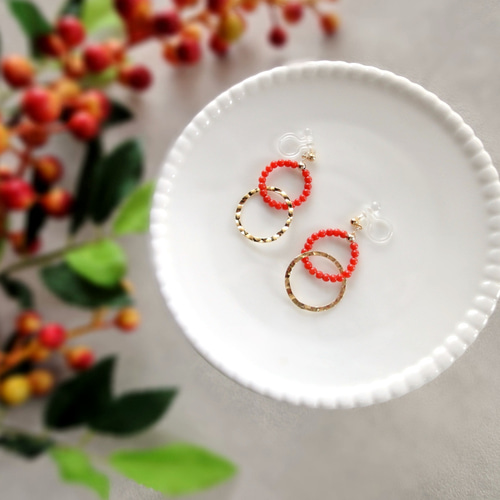 天然石のピアス・イヤリング共通デザイン □ 14KGF ダブルリング