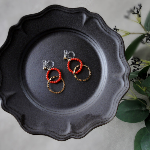 天然石のピアス・イヤリング共通デザイン □ 14KGF ダブルリング