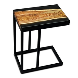 天然杉 泡杢 希少木材 天然木 サイドテーブル ソファーテーブル W:43cm×D:30cm×H:55cm レジン エポ 7枚目の画像