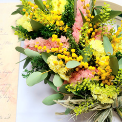 mimosa ミモザとペティーコートのナチュラルスワッグ　ガーランド　ドライフラワー 4枚目の画像
