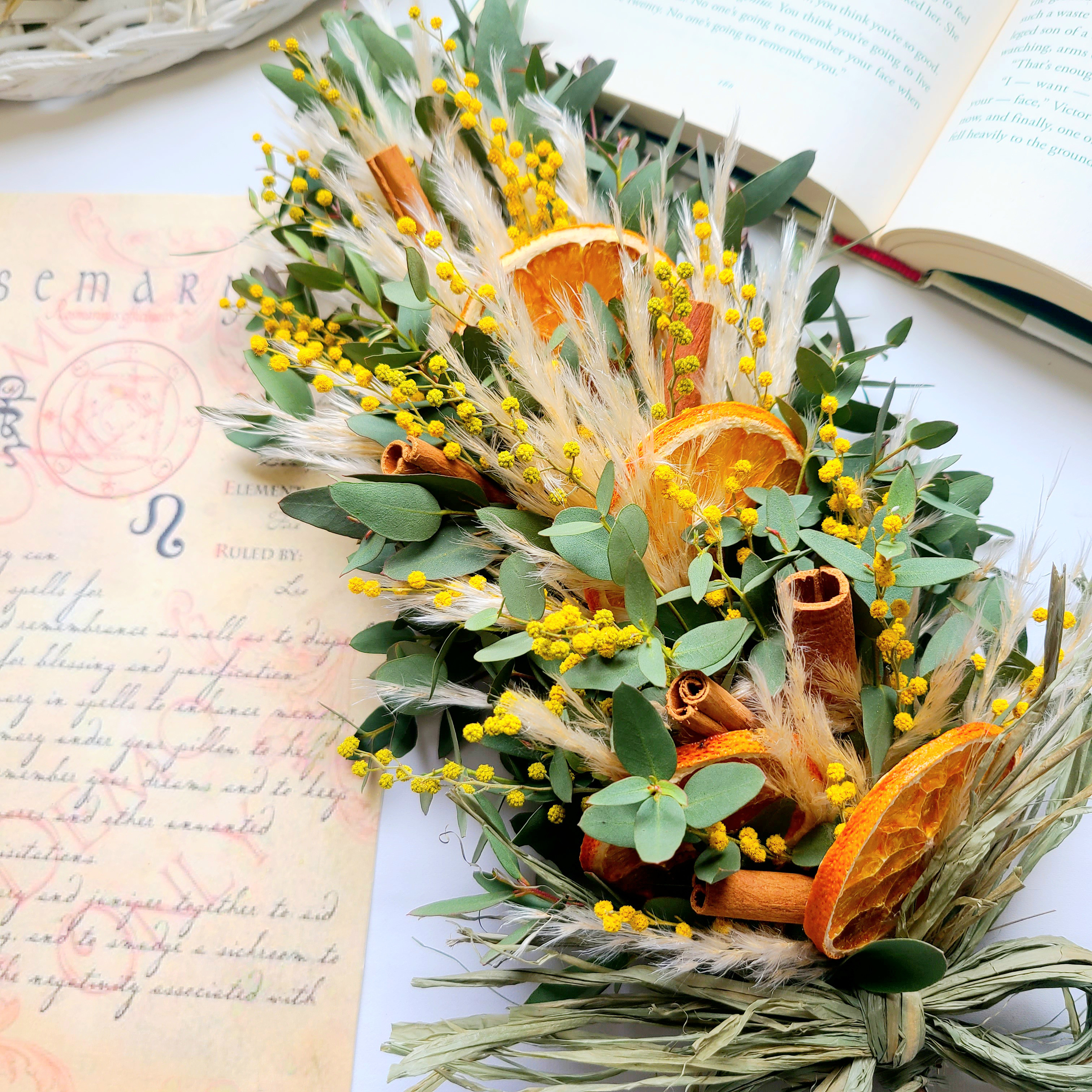 mimosa ミモザとオレンジシナモンのナチュラルスワッグ ガーランド