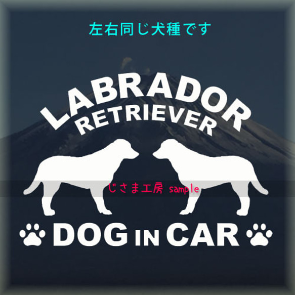 【同一犬種】　かわいい愛犬2頭飼い『Dog　in　Car』シルエットステッカー 1枚目の画像