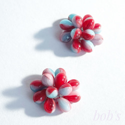 glass beads pierce/earring*mix led turquoise 1枚目の画像