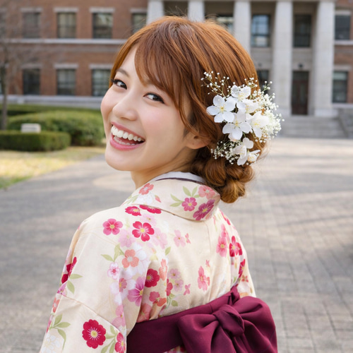 桜 かすみ草 ウエディング ブライダル 結婚式 成人式髪飾り 七五三髪