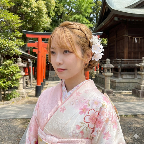桜 かすみ草 ウエディング ブライダル 結婚式 成人式髪飾り 七五三髪