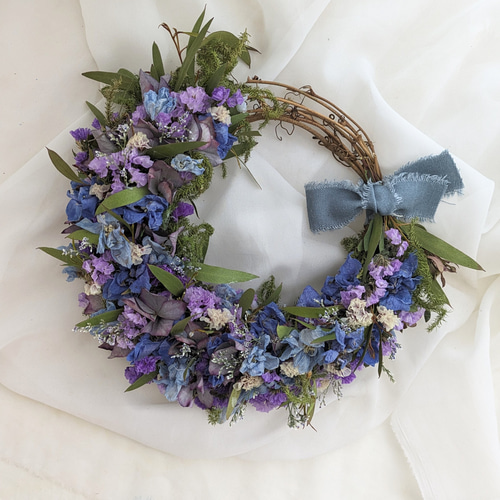 晴れやかブルー2024ブルーパープルグラデーションリース ギフト 新築