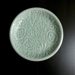 タイ セラドン焼 小皿 花柄のお皿 20cm 陶磁器 celadon-010 6枚目の画像