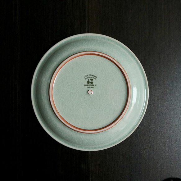 タイ セラドン焼 小皿 花柄のお皿 20cm 陶磁器 celadon-010 7枚目の画像