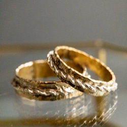 無邊框設計 繩索圖案連接邊緣 黃銅和銀環（L） 第6張的照片