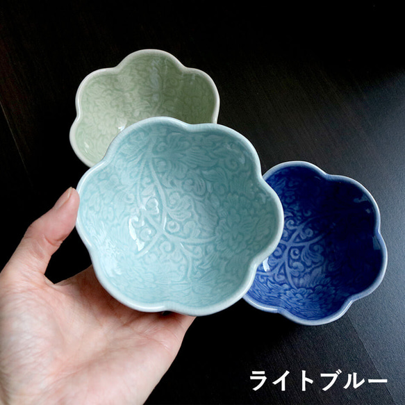 タイ セラドン焼 小鉢 花柄のお皿 陶磁器 celadon-013 4枚目の画像