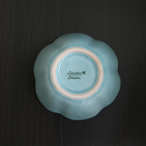 タイ セラドン焼 小鉢 花柄のお皿 陶磁器 celadon-013 11枚目の画像