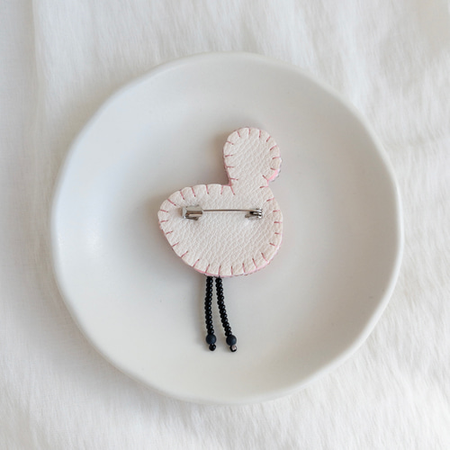 フラミンゴのビーズ刺繍ブローチ/ギフト/プレゼント/母の日