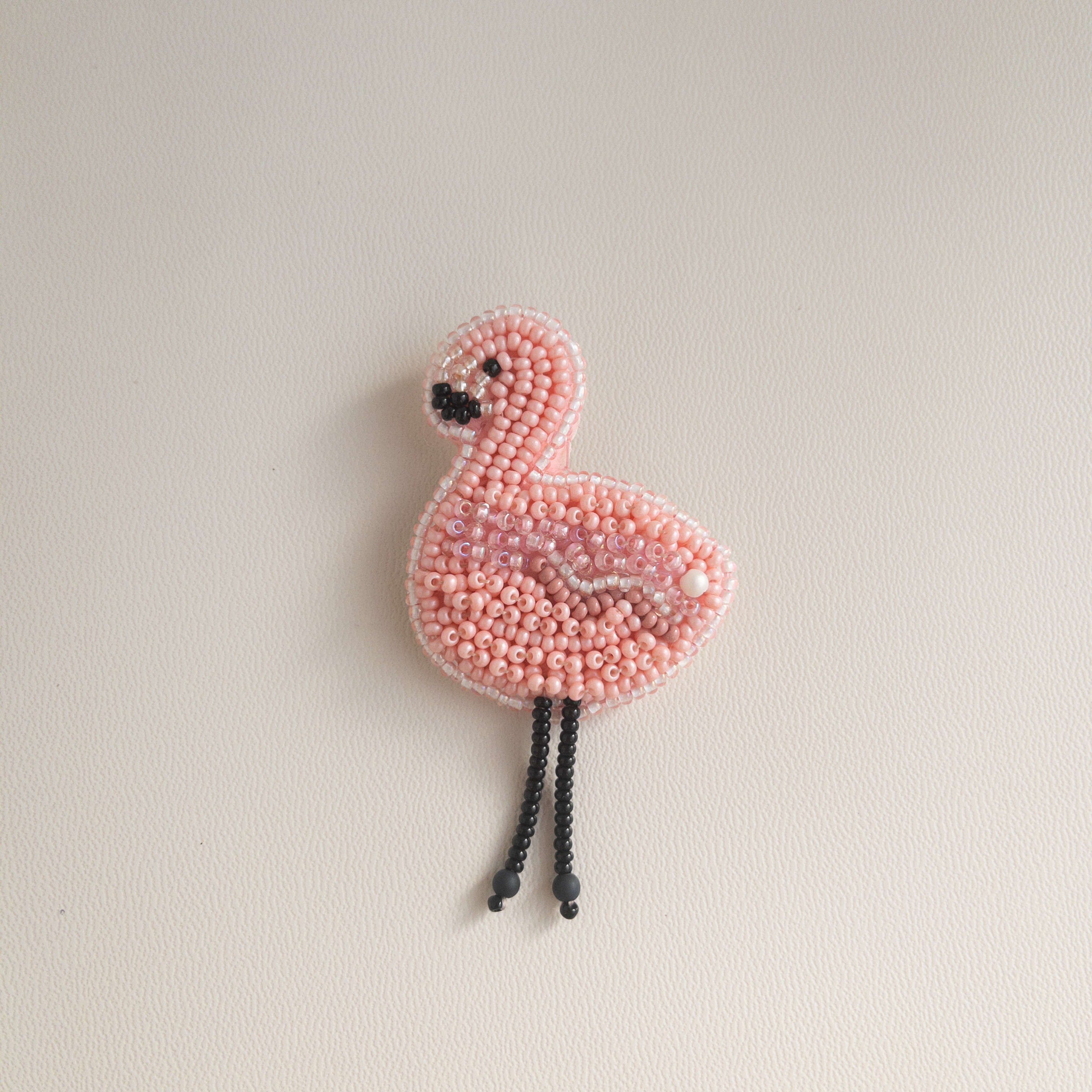 フラミンゴのビーズ刺繍ブローチ/ギフト/プレゼント/母の日