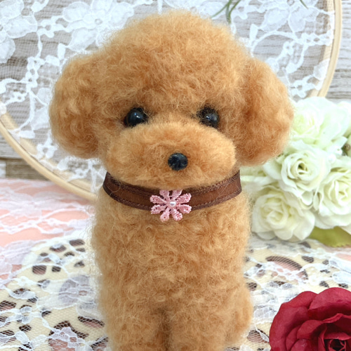 羊毛フェルト　ハンドメイド　スマイルプードルちゃん♡17センチプードルちゃん 羊毛フェルト ハンドメイド スマイルプードルちゃん♡17センチ