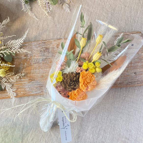 チョコレート&オレンジbouquet ❁.*・゜ プリザーブドフラワー　 花束  ブーケ　 1枚目の画像