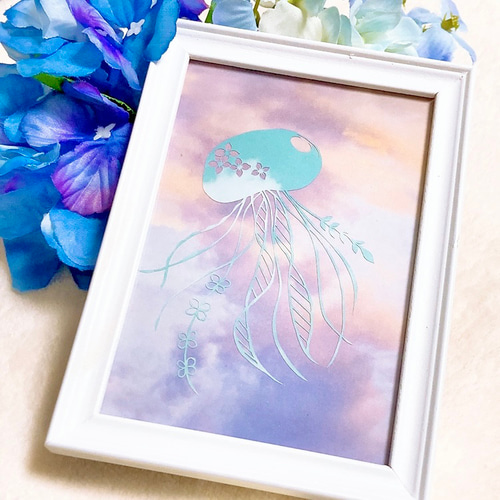 切り絵】花海月(はなくらげ)青空 切り絵 ふわコロ《紗紀》 通販