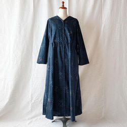 成人水手領洋裝（長袖）：長120cm（日紋拼布款式：藏青色） 第9張的照片