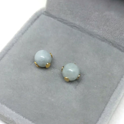 625【ビルマ翡翠】天然石一粒ピアス＊6mm 3枚目の画像