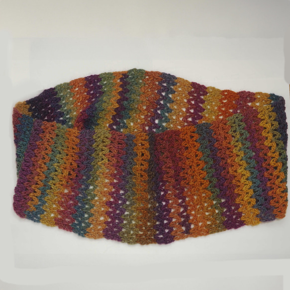 ざっくりアースカラーグラデーションスヌード おばあちゃんの手編み レディース・メンズ兼用 毛糸一点物 2枚目の画像