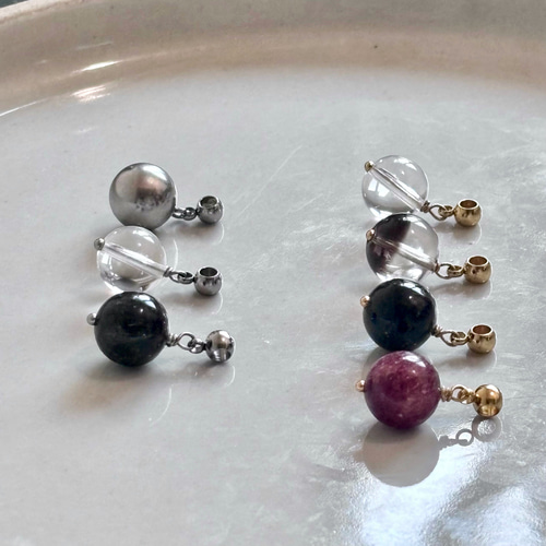 選べる 丸玉チャーム 天然石 クリスタル サージカルステンレス