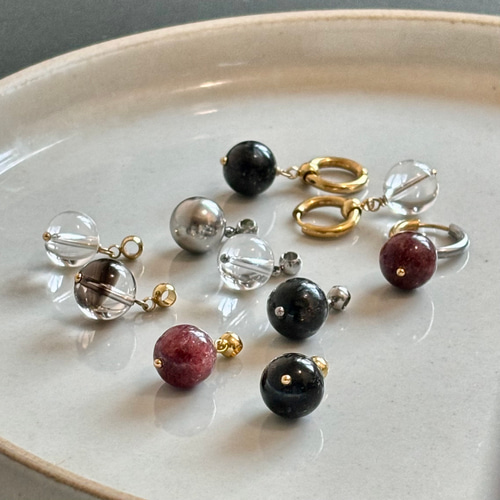 選べる 丸玉チャーム 天然石 クリスタル サージカルステンレス