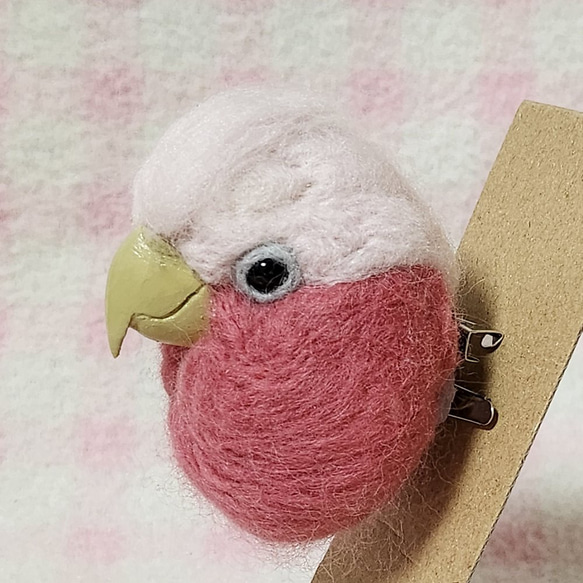 モモイロインコ 羊毛インコ マグネット/ブローチ どちらか注文時選択  受注作成品　工房小鳥屋さん 3枚目の画像