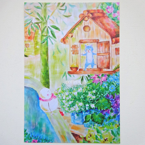 ✻ Salut ! / ポストカード / no.64｜ 絵 アート 水彩画 猫 art