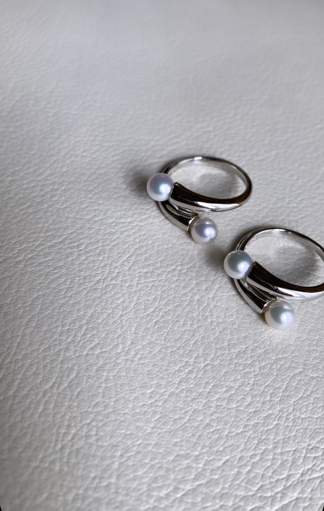 akoya  baby double pearl ring   SV925