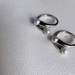 akoya  baby double pearl ring   SV925 1枚目の画像