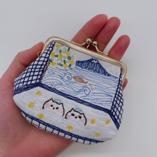 刺繍　がま口 ミモザのがま口です👛 #刺繍 #刺繍生地 #刺繍図案 #がま口