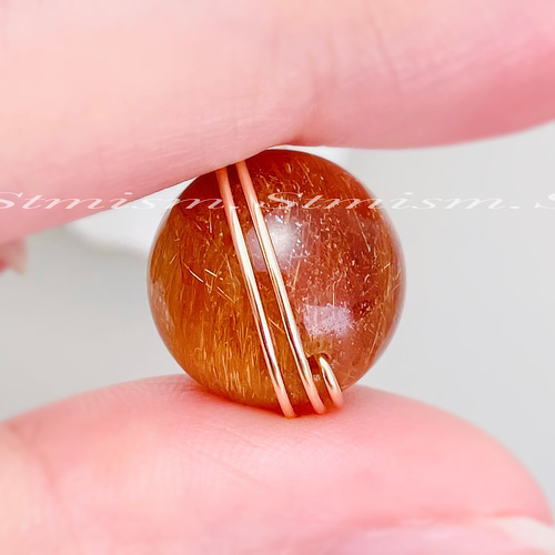 14kgfペンダントトップ❤️13mm オレンジブラウン レッドルチル  