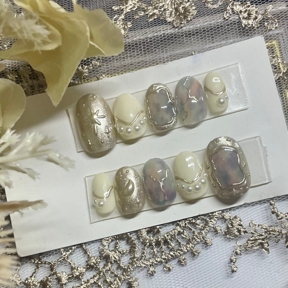 サイズオーダー♡ ニュアンスミラー×パールネイルチップ size order  