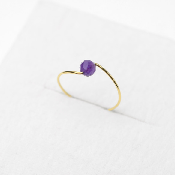 紫水晶和貝殼珍珠 3 向戒指手術不鏽鋼生日禮物生日石 第3張的照片