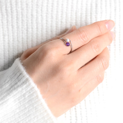 紫水晶和貝殼珍珠 3 向戒指手術不鏽鋼生日禮物生日石 第9張的照片