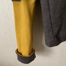 手袋付き長袖タートルカットソー　杢グレー×マスタードＦ 5枚目の画像