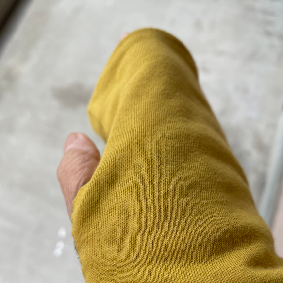 手袋付き長袖タートルカットソー　杢グレー×マスタードＦ 6枚目の画像