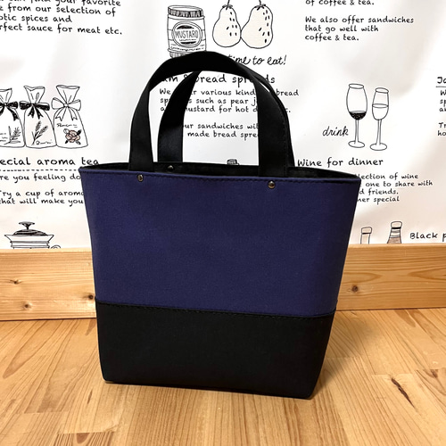 ☆ネイビーと 黒 帆布 2色の トートバッグ 新品 レディースバッグ /A4  