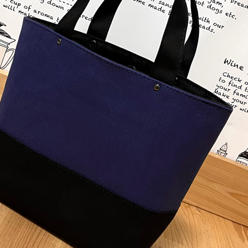 ☆ネイビーと 黒 帆布 2色の トートバッグ 新品 レディース