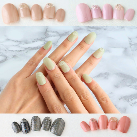 最短翌日発送】ネイルチップ 緑 小さい爪用 マムシ指 ちび爪 小さめ