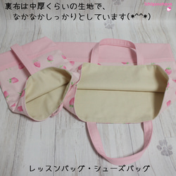 ●受注販売●レッスンバッグ３点セット『いちご♥ピンク』sk1553　入園入学 5枚目の画像