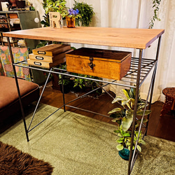 【送料込】アイアンスタンディングデスク　ハンドメイド　オーダーメイド　男前家具 アイアンデスク アイアンラック インダストリアル 男前 アイアン